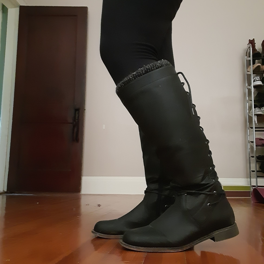 Tall JustFab Elettra Corset Boots,  size 11 wide calf